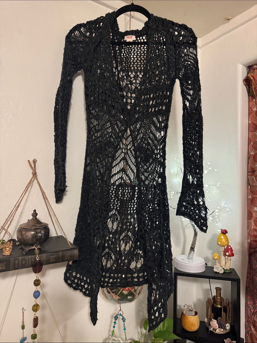 Mossimo Supply Co. Black Crochet Open-Front Duster